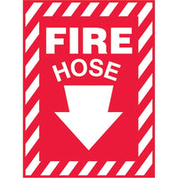 Accuform Signs Fire Hose Sign, 7" x 10", Vinyl, English With Pictogram-Display Type Adhesive