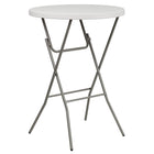 Flash Furniture 32" Round Granite Plastic Bar Height Folding Table, White-Ready To Use Commercial Table