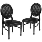 Flash Furniture HERCULES Series King Louis Chairs with Tufted Back, Black Vinyl Seat & Black Frame - 2 Pack-Tufted Vinyl Padded Rounded Back