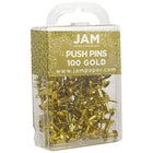 JAM Paper Push Pins, Shiny Gold Pushpins, 3 Packs of 100, 300 Total (222419051g)-Finish: Smooth