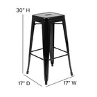 Flash Furniture 30" High Metal Indoor Bar Stool in Black - Stackable Set of 4-Suitable for kitchen islands and restaurants