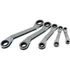 Gray Tools 5 Piece 6 & 12 Point SAE, 25Deg Offset Ratcheting Box Wrench Set, 1/4" X 5/16"-3/4" X 7/8"-Contains 6PT sizes: 1/4" X 5/16", 3/8" X 7/16", 1/2" X 9/16"and 12 PT sizes: 5/8" X 11/16" & 3/4" X 7/8".