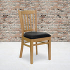 Flash Furniture HERCULES Series Vertical Slat Back Natural Wood Restaurant Chairs with Black Vinyl Seat - 2 Pack-Solid European Beech Hardwood Construction