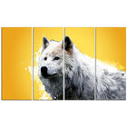 Designart Wonder of the Wolf, Yellow Canvas Art Print, 5 Panels, (PT2330-271)-Print