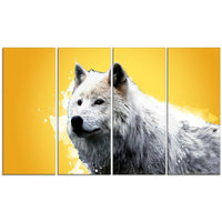 Designart Wonder of the Wolf, Yellow Canvas Art Print, 5 Panels, (PT2330-271)-Print