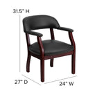 Flash Furniture – BZ105BLK Chaise de conférence en vinyle avec accoudoirs fixes, noir-Accoudoirs droits rembourrés avec clous décoratifs en laiton