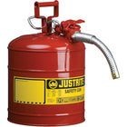 Justrite Type II AccuFlow Safety Cans, 1", 5 Gal, Red-AccuFlow™ exclusive Safe-Squeeze® trigger mechanism allows for smooth flow and accurate pouring