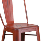 Flash Furniture Commercial Grade 30" High Distressed Kelly Red Metal Indoor-Outdoor Barstool with Back-Footrest