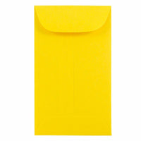 JAM Paper #3 Coin Business Coloured Envelopes - 2.5" x 4.25" - Yellow Recycled - 50 Pack-Colour: Yellow
