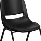 Flash Furniture HERCULES Series Black Ergonomic Shell Stack Chair with Black Frame & 12" Seat Height-Black Powder Coated Frame Finish