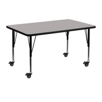 Flash Furniture – Table mobile, surface en stratifié 30 x 48 x 1,25 po, hauteur ajustable préscolaire, gris (XUA3048RECGYHPC)-Gris/fini chromé, placage en stratifié, acier