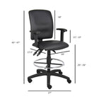 Nicer Interior Multi-Function PU Drafting Chair - Adjustable Arms - Black-Approximately 20 degree back tilt
