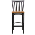 Flash Furniture HERCULES Series Black School House Back Metal Restaurant Barstool - Natural Wood Seat - 2 Pack-Set of 2 Metal Dining Bar Stools