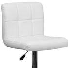Flash Furniture Contemporary White Quilted Vinyl Adjustable Height Barstool with Chrome Base-CA117 Fire Retardant Foam