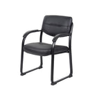 Nicer Furniture Sled Base Side Guest Chair with Arms - Black Leather-Integrated arms