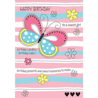 Millbrook Studios 5-3/8" x 7-3/4" Happy Birthday To A Sweet Girl Greeting Cards and Envelopes, 18 Pack (06068)-Printed on uncoated card stock