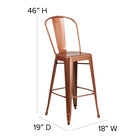 Flash Furniture Commercial Grade 30" High Copper Metal Indoor-Outdoor Barstool with Back-Lightweight Design