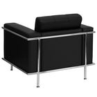 Flash Furniture – Fauteuil contemporain en cuir de la série Hercules Lesley avec cadre apparent, noir-Accoudoirs droits