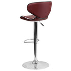 Flash Furniture 17 1/2" x 17 1/2" Cozy Mid-Back Vinyl Adjustable Bar Stool with Chrome Base, Burgundy, 2 Pack-Deep Curved Back and Seat