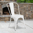 Plata Import Tolix Armless Metal Chairs - White - 2 Pack-Metal
