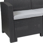 Flash Furniture Dark Gray Faux Rattan Sofa with All-Weather Light Gray Cushions-Deep Seat Comfort