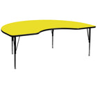 Flash Furniture 48''W x 72''L Kidney Shaped Activity Table with 1.25'' High Pressure Top and Adjustable Pre-School Legs, Yellow-Yellow Laminate