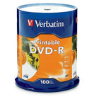 Verbatim DVD-R 4.7GB 16X Discs with White Inkjet Printable Labels, 100 Discs/Spindle-1X-16X DVD recording speed