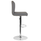 Flash Furniture Bellagio Contemporary Adjustable Height Barstool with Accent Nail Trim - Grey LeatherSoft - 2 Pack-Grey LeatherSoft Upholstery