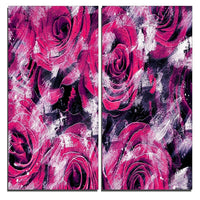 Designart Pink Rose Garden Canvas Art Print, 40"W x 40"H, 2 Panels, (PT3430-2-40-40)-Print