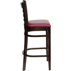 Flash Furniture HERCULES Series Ladder Back Walnut Wood Restaurant Barstool - Burgundy Vinyl Seat-Ladder Back Design
