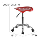 Flash Furniture Vibrant Wine Tractor Seat & Chrome Stool - Red-Heavy Duty Chrome Base