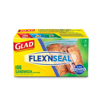 Glad Flex'n Seal Sandwich Zipper Storage Bags - 100 Pack-Sandwich Zipper Bags