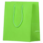 Jam Paper Glossy Gift Bags with Rope Handles - Medium - 8" x 4" x 10" - Lime Green - 100 Pack-Our giftbags feature a soft rope handle and an attached blank gift tag, allowing you to address your gifts or favors.