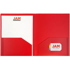 JAM Paper Plastic Heavy Duty Two Pocket Folders, Red, 12 Pack (383Hredg)-2 pocket
