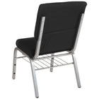 Flash Furniture HERCULES Series 18.5"W Church Chair in Black Fabric with Book Rack - Silver Vein Frame-Book Pouch on Back