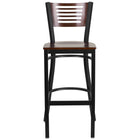 Flash Furniture HERCULES Series Black Slat Back Metal Restaurant Barstool - Walnut Wood Back & Seat-Metal Barstool