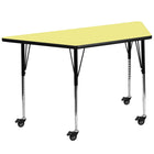 Flash Furniture – Table mobile à surface en stratifié en trapèze de 30 x 60 po, hauteur ajustable, jaune (XUA3060TRPYLTAC)-Jaune/fini chromé, placage en stratifié, acier