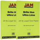 JAM Paper Bright Color Legal Paper, 8 1/2 x 14, 24lb Brite Hue Ultra Lime Green, 2 packs of 100 (151048g)-Ultra lime