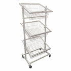 Eddie's Three Tier Adjustable Basket Stands - 48"H x 18"L x 18"W - White-Basket Stands