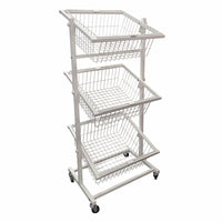 Eddie's Three Tier Adjustable Basket Stands - 48"H x 18"L x 18"W - White-Basket Stands