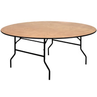 Flash Furniture 72" Round Wood Folding Banquet Table with Clear Coated Finished Top-Ready To Use Banquet Table