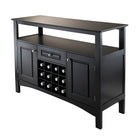 Winsome Jasper Storage Buffet-Holds 12 bottles, slot size 3.54"Wx13.78"Dx3.54"H.  Made of solid/composited wood in Black Finish.