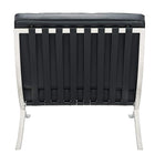 Nicer Furniture Genuine Leather Pavilion Chair - Black-Chair frame is polished solid-core stainless steel with no unsightly screws or weld.