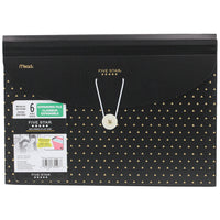 Five Star Style Expanding Poly File, 13" x 9-3/8"-Fashionable 6 pocket expanding file with foldover elastic closure