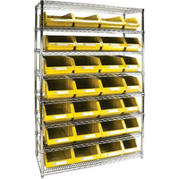 Kleton Heavy-Duty Wire Shelving Units With Storage Bins, 8 Tiers, 48" W x 74" H x 18" D - Yellow-Depth: 18"
