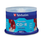 Verbatim CD-R 52x 700MB/80min, Silver Printable, 50 Pack-High speed 52x recording speeds