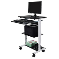 Luxor (STAND-WS30) Three-Shelf Adjustable Stand Up Workstation, Black/White-Adjustable Stand Up Workstation