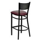 Flash Furniture HERCULES Series Black Grid Back Metal Restaurant Barstool - Burgundy Vinyl Seat-Burgundy Vinyl Upholstered Seat