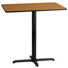 Flash Furniture 24'' x 42'' Rectangular Laminate Table Top, Natural, 22'' x 30'' Bar Height Table Base (XUNT2442T2230B)-Bar Height Hospitality Table