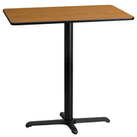 Flash Furniture – Table bistro en stratifié au fini naturel de 24 x 42 po avec base de 22 x 30 po (XUNT2442T2230B)-Table d'hospitalité à hauteur de bar